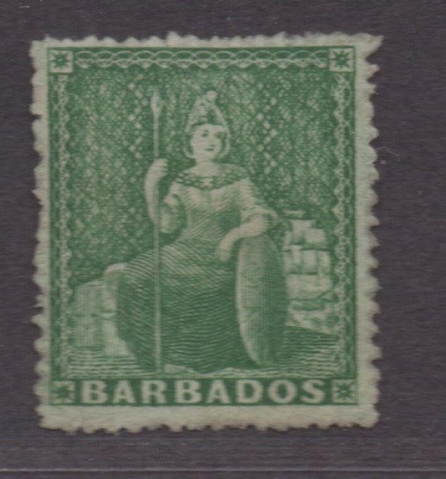 **Barbados, SC# 15 Unused, FVF No Gum Single Stamp, CV $35.00