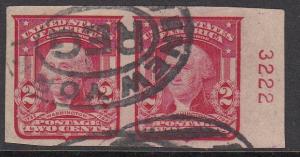 United States 320 U XF Plate #3222 imperf pair CV $60.00