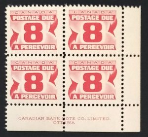 Canada J34i Plate Block LR VF MNH