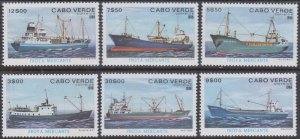 CAPE VERDE Sc# 422-7 CPL MNH SET of 6 VARIOUS SHIPS, MERCHANT FLEET