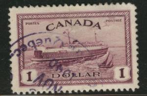 CANADA Scott 273 used 1943 1$ ship stamp CV$3