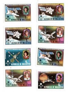 Maldives 1974 - Copernicus Space - Set of 8 Stamps - Scott #480-7 - MNH