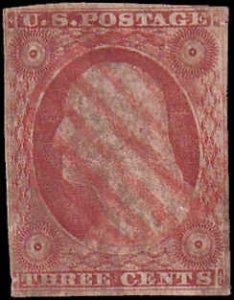 US #10 F/VF 1851 Used w/ RED cancellation