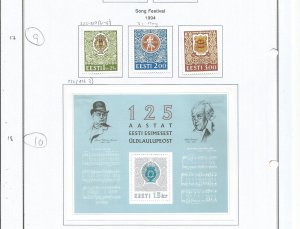 ESTONIA - 1994 - Song Festival - Perf 3v Set & Souv Sheet - Mint Lightly Hinged