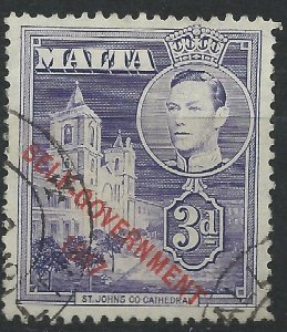 Malta 1953 - George VI Self Government 3d violet - SG240a used