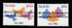 Iceland # 565-566, Christmas - Music,  Mint NH