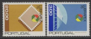 PORTUGAL SG1622/3 1976 LUBRAPEX 76 STAMP EXHIBITION MNH