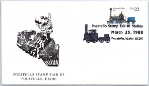 US SPECIAL EVENT COVER POCATELLO STAMP FAIR III LOCOMOTIVE RAILWAY 1988 TYPE 2