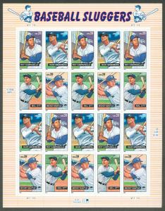 US #4080-83 Baseball Sluggers, Sheet of 20 NH