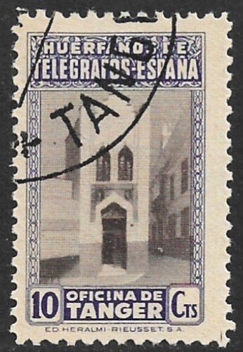 SPANISH MOROCCO TANGIER 1946 10c Violet TELEGRAPH WORKERS ORPHANS Fund Label CTO