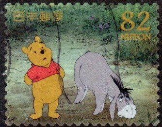 Japan 3685c - Used - 82y Winnie the Pooh / Eeyore (2014) (cv $1.20)