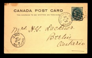 1902 Belleville ONT to Berlin ONT Crisp Cancel Card - L27527