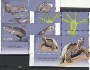 Romania STAMPS 2023 MARINE ANIMALS TURTLE SHARK WHALE SET LABELS MNH POST