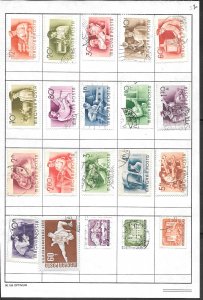 HUNGARY #Z32 Mixture Page of 20 stamps.  Collection / Lot