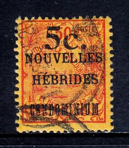 NEW HEBRIDES (FR) — SCOTT 33 — 1920 5c ON 50c SURCHARGE — USED — SCV $22