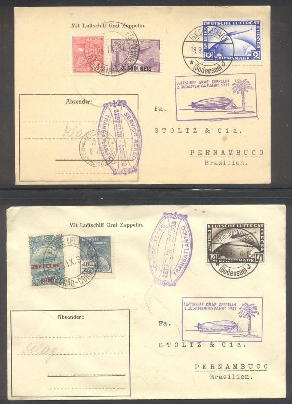 GERMANY #C36-37 Covers - 1928 2m - 4m Zeppelin
