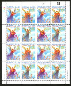 MARSHALL ISLANDS 1989 CHRISTMAS ANGELS Sheet of 4 Sets Sc 344a x4 MNH