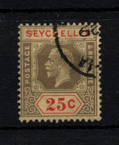 Seychelles KGV 1922 25c black red pale yellow good used SG89B WS38273