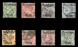 German States, Wurttemberg #O176-183 (Mi. 57-64) Cat€36, 1920 Officials, co...