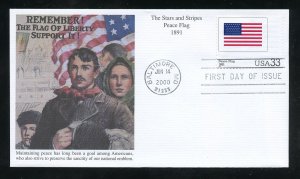 US 3403r Stars and Stripes - Peace 1891 UA Mystic cachet FDC