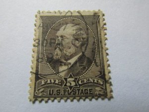 US Stamps, 5-Cents Yellow-Brown James A. Garfield-Nice Center, Scott # 205 Used,