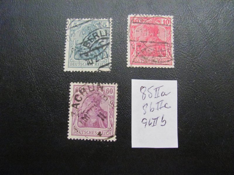 GERMANY 1915 USED SIGNED  GERMANIA LOT OF 3 VF