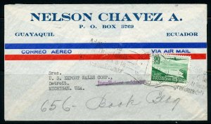 ECUADOR LOT OF 19 COMMERCIAL AIR MAILS COVERS MOSTLY 1950'S  AS SHOWN