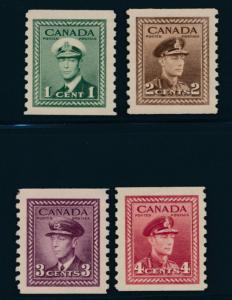 Canada 278-81 Mint NH VF, KGVI coils, perf 9.5