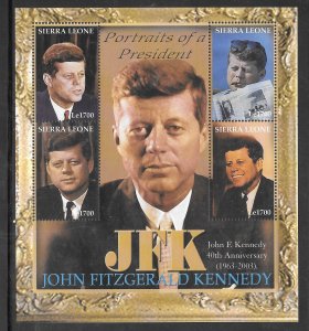 Sierra Leone #2584 MNH John F. Kennedy Souvenir Sheet