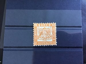 Baden  1862 SG38 mounted mint cat 50  stamp   R30088