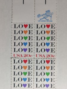 SCOTT #2072 BLOCK OF 4 LOVE LOVE LOVE ZIP TWENTY CENT MINT NEVER HINGED