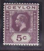 Ceylon-Sc#229- id13-unused NH og 5c red vio KGV-1921-33-