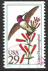 USA 1992 29c Costa's Hummingbird Issue Sc 2644 VFU