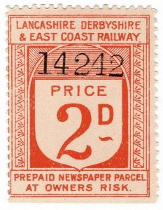 (I.B) Lancashire Derbyshire & East Coast Railway : Newspaper Parcel 2d 