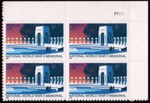 SC#3862 37¢ National World War II Memorial Plate Block: UR #P1111 (2004) SA