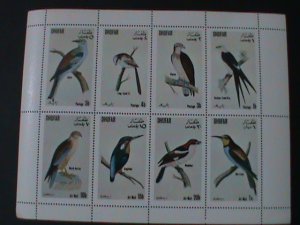 DHUFAR- WORLD FAMOUS LOVELY BIRDS MNH SHEET-VERY FINE EST.VALUE $12 50% OFF-