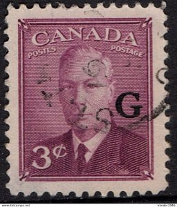 CANADA 1950 KGVI 3 Cents Official Purple Stamp SGO181 Used