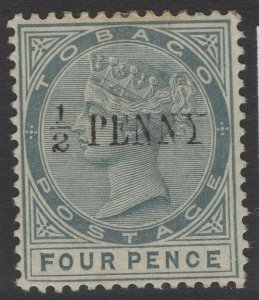 TOBAGO SG30 1892 ½d on 4d GREY MTD MINT