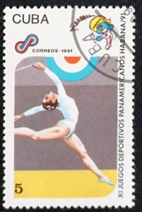 CUBA Sc# 3312 PAN AM GAMES American HAVANA Gymnastics 1991 used / cancelled