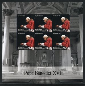 SPECIAL MUSTIQUE POPE BENEDICT XVI  IMPERF SHEET & SOUVENIR SHEET MINT NH