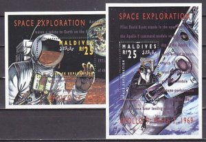 Maldives, Scott cat. 2021-2022. Space Exploration on 2 s/sheets.