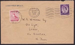 GB LUNDY 1959 inwards cover with 1p puffin added............................7327