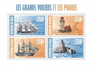 Niger - 2013 - Tall Ships and Lighthouses - 4 Stamp  Sheet 14A-244