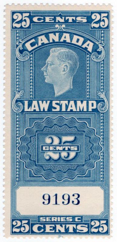 (I.B) Canada Revenue : Law Stamp 25c