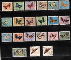 MOZAMBIQUE Scott # 365//83 Used Short Set - Butterflies + 3 Bonus Stamps