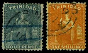 1872 Trinidad #51 & 55 Britannia - Used - VF - CV$11.00 (ESP#3285)