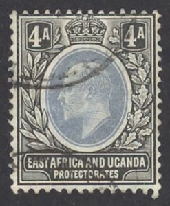 East Africa & Uganda Sc# 22 Used 1904-1907 4a King Edward VII