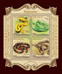 Mozambique - 2018 Snakes on Stamps - 4 Stamp Sheet - MOZ18123a