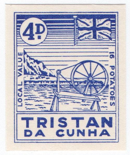 (I.B) Tristan da Cunha Postal : Local Post 4d (Spinning Wheel)