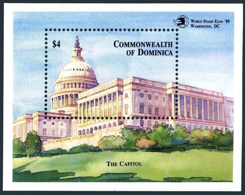 Dominica 1203, MNH. Mi Bl.157. World Stamp EXPO-1989. The Capitol, Washington.